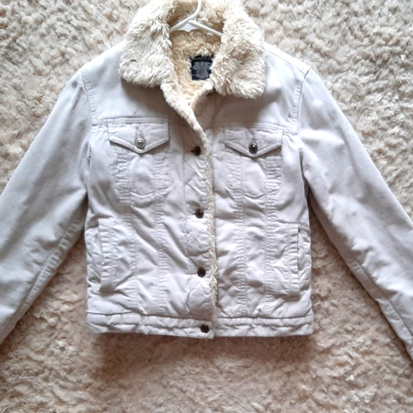 Women's Corduroy Sherpa Lined Jacket Ivory Size Small - Picture 2 of 5